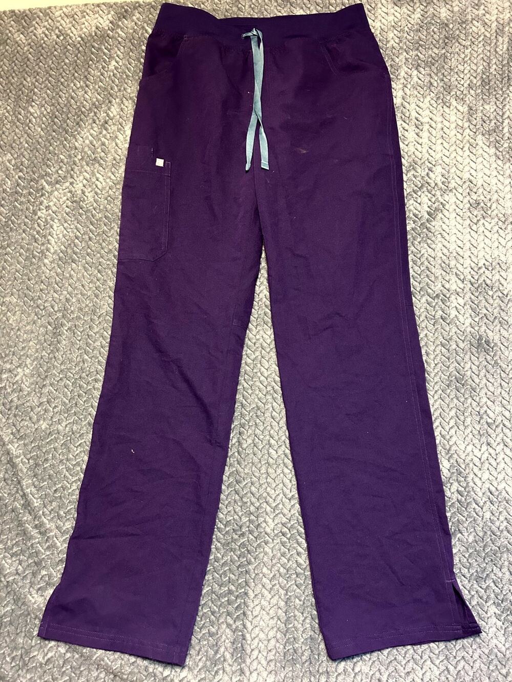 FIGS Kade Cargo Scrub Pants Women Medium Purple Adjustable Drawstring Ankle Slit